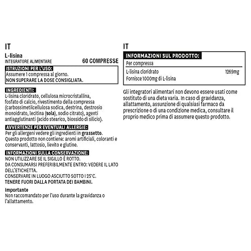 Natures Aid L-Lysine 1000 mg, High Potency Essential Amino Acid, Vegan, 60 Tablets natures aid Au supplements