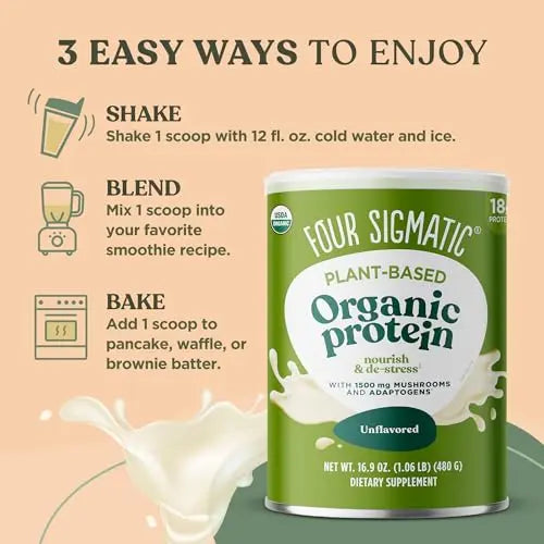 Four Sigmatic Organic Plant-Based Protein Powder Unflavored Protein with Lion’s Mane Four Sigmatic Au supplements