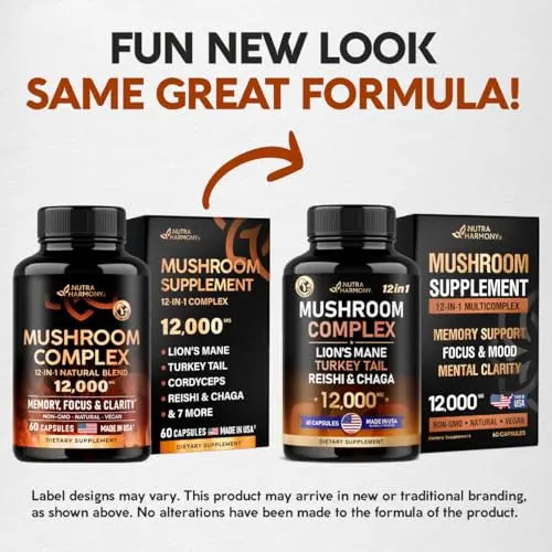 Mushroom Supplement - Organic Lion's Mane | Turkey Tail | Chaga | Cordyceps | Reishi NUTRAHARMONY Au supplements