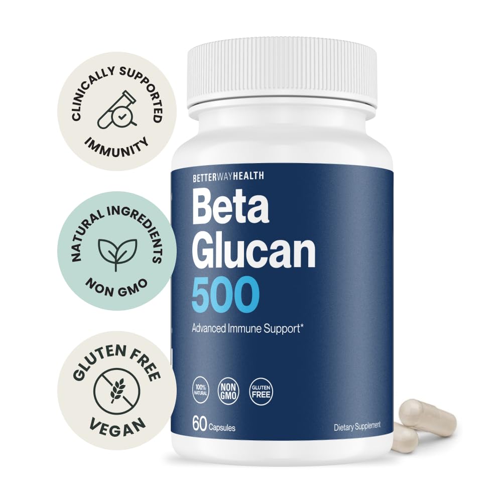 Better Way Health™ - Advanced Immune Readiness - Highly Purified 1,3/1,6 Beta Glucan 500 - Clinically Tested Immune Defense - 500mg/60 Capsules (Pack of 1) Better Way Health Au supplements