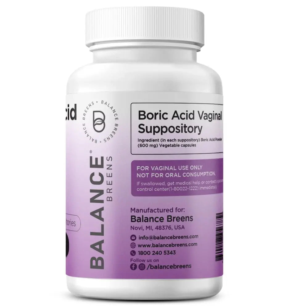 Boric Acid Suppositories for Women, 600 mg, 30 Vaginal Use Capsules - pH Balance Pills, Intimate Health Support, Yeast Infection Treatment, Made in USA (Pack of 1) Balancebreens Au supplements