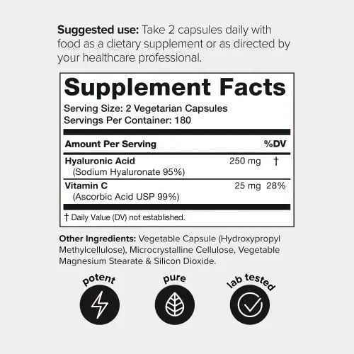 Toniiq Ultra High Purity Hyaluronic Acid Supplements - 95%+ Highly Purified and Bioavailab Toniiq Au supplements