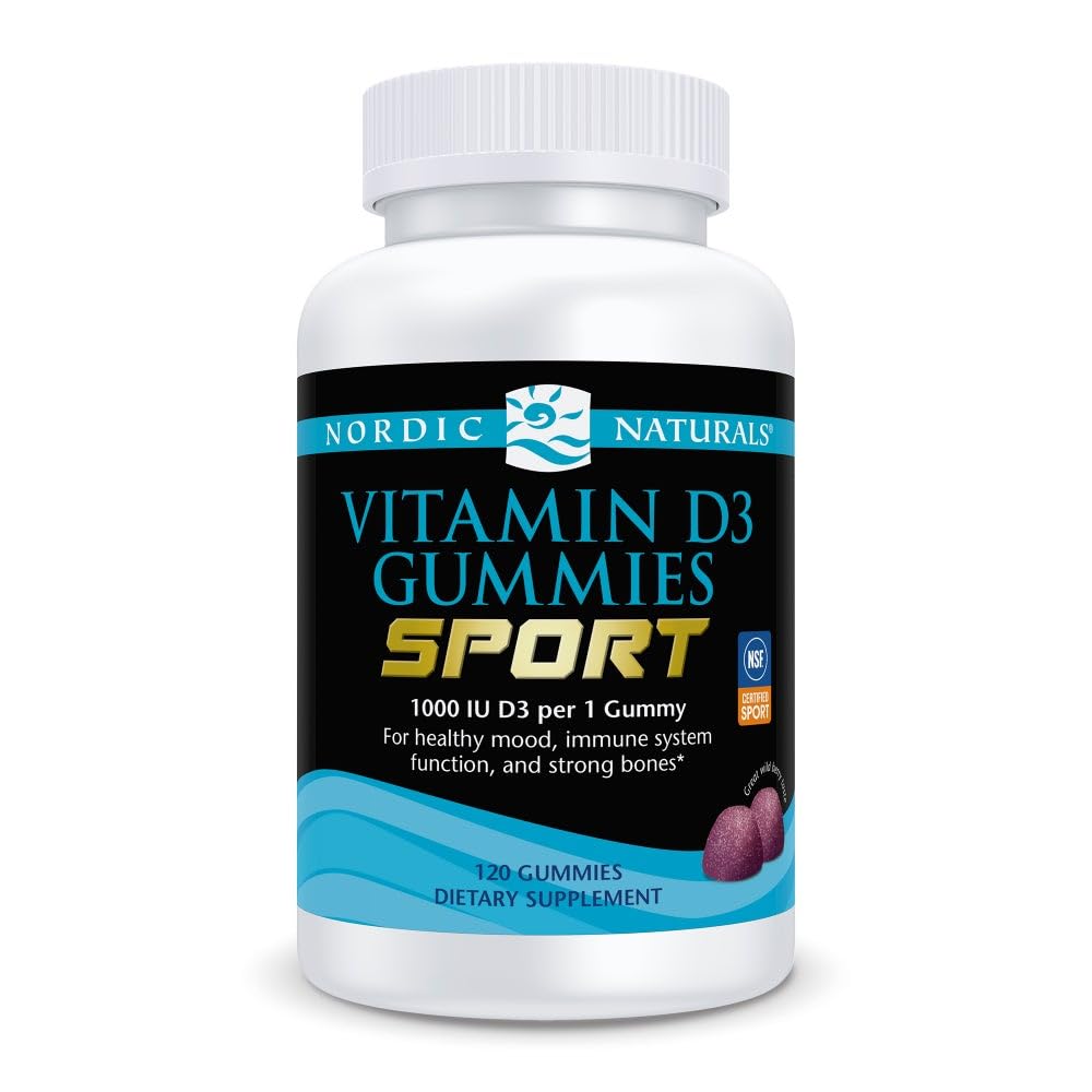 Nordic Naturals Vitamin D3 Gummies Sport, Wild Berry - 120 Gummies - 1000 IU Vitamin D3 - NSF Certified - Healthy Bones, Mood & Immune System Function - Non-GMO - 120 Servings Nordic Naturals Au supplements