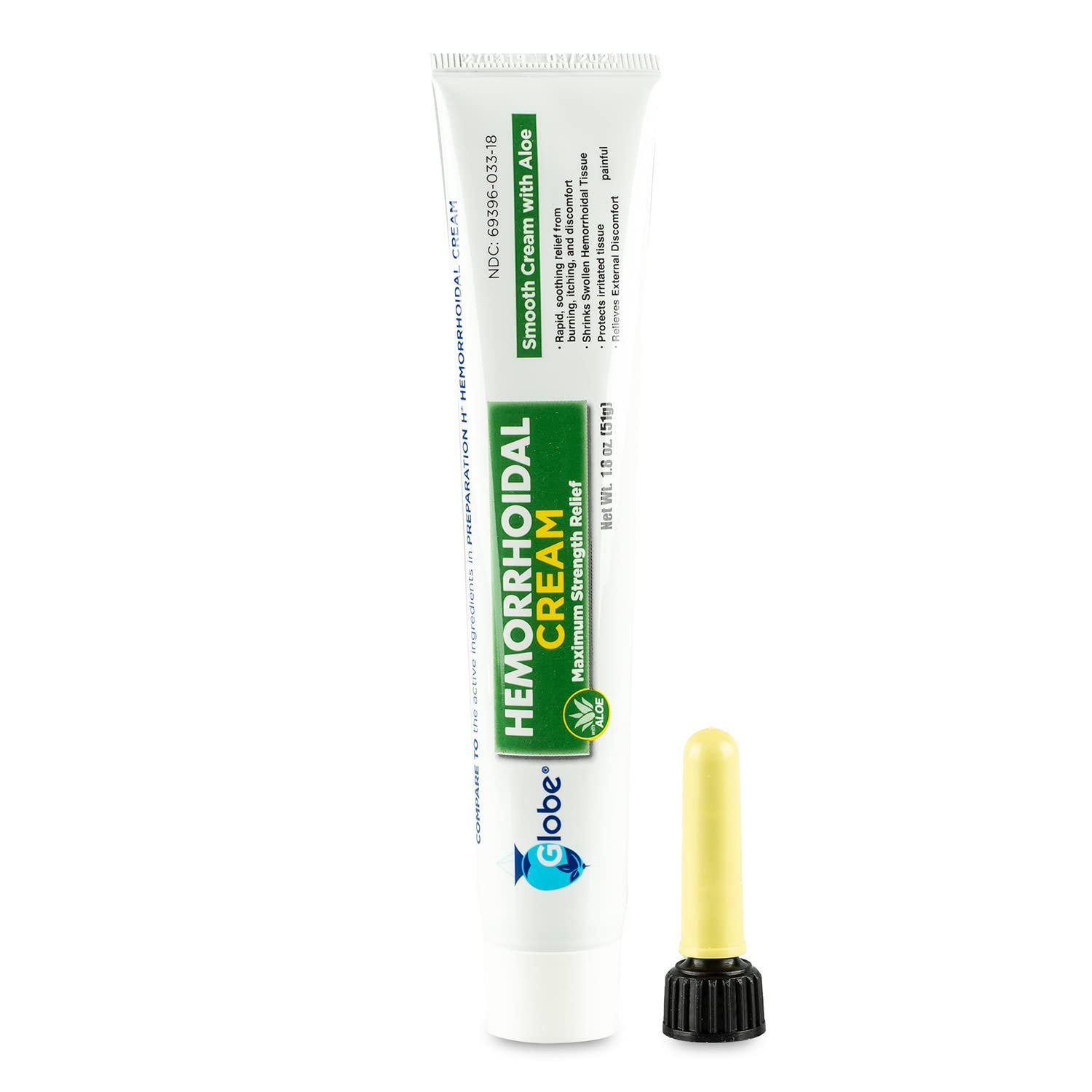 Globe Hemorrhoidal Cream (2 Pack) 1.8 oz w/Applicator Phenylephrine, Pramoxine with Aloe, Relief from Burning, Itching and Discomfort of Hemorrhoids. Globe Au supplements