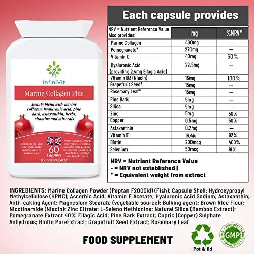 nfiniVit Marine Collagen Plus Blend Capsules - Hair Growth Enhancer with Enriched Vitamin C and Vitamin E InfiniVit Au supplements