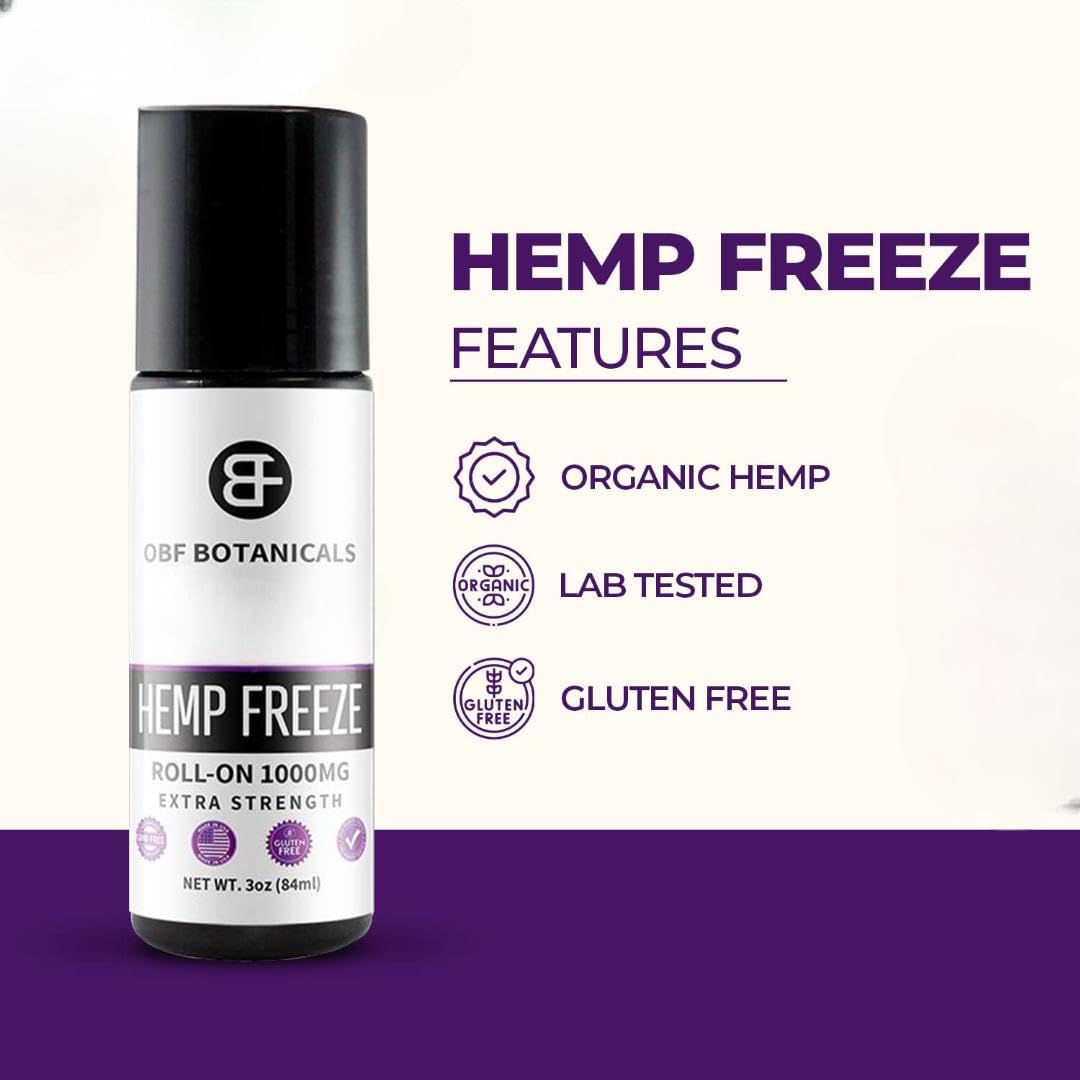 OBF Botanicals Hemp Roll On 3 Oz Instant Effect Topical Pain Relief Hemp Extract and Menthol Concentrated Roll On for Aching Muscles, Joint Relief, Ligaments - 1000mg OBF Botanicals Au supplements