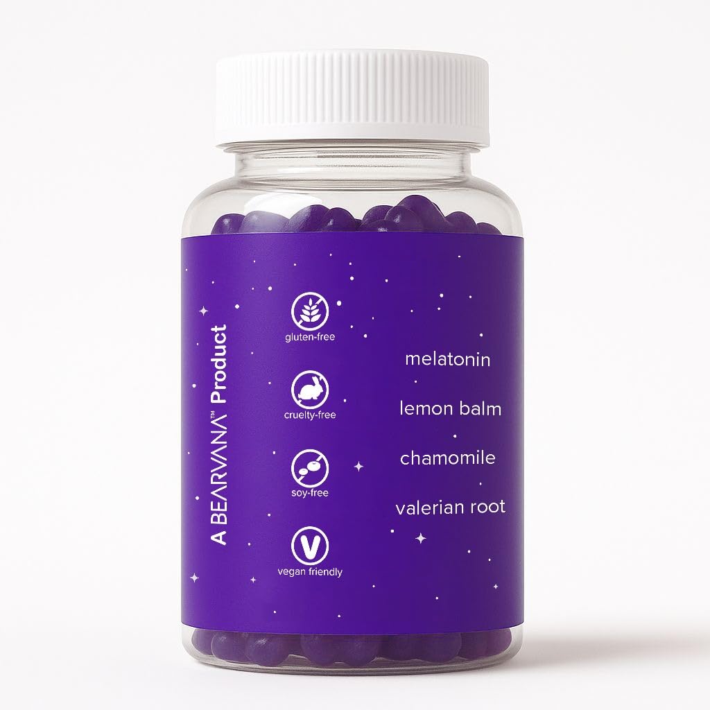 BEARVANA Sleep Gummies with Melatonin | Grape Flavored Vegan Sleep Supplement with Lemon Balm, Chamomile & Valerian Root | Night time Relaxation & Rest Support | 60 Gummies BEARVANA Au supplements