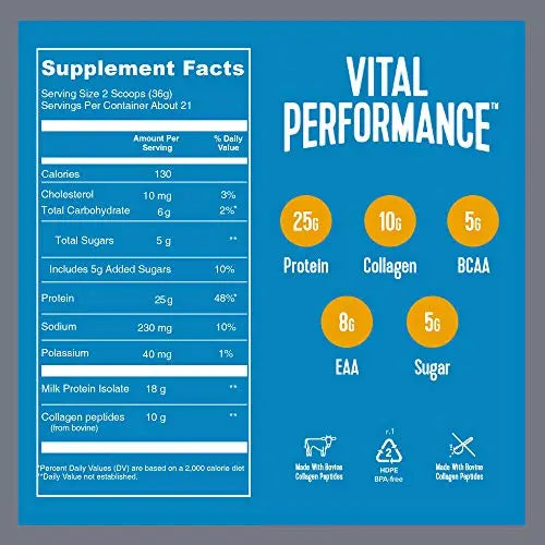 Vital Performance Protein Powder, 25g Lactose-Free Milk Protein Isolate Casein & Whey Vital Proteins Au supplements