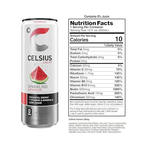 CELSIUS Sparkling Watermelon, Functional Essential Energy Drink 12 Fl Oz (Pack of 12) CELSIUS Au supplements