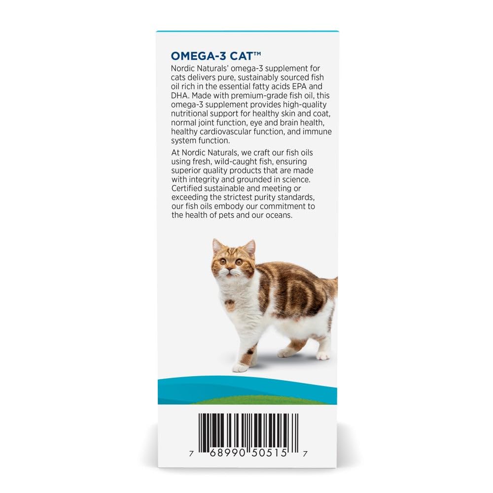 Nordic Naturals Omega-3 Cat, Unflavored - 2 oz - 304 mg Omega-3 Per One mL - Fish Oil for Cats with EPA & DHA - Promotes Heart, Skin, Coat, & Immune Health - Non-GMO Nordic Naturals Au supplements