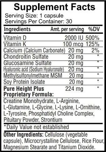 Height Growth Vitamins Grow Taller - Increase Bone Strength Bone Density Bone Growth PURE BIOTECHNOLOGIES Au supplements