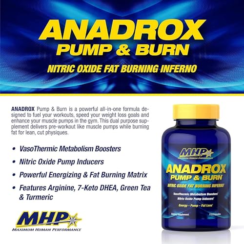 MHP Anadrox Pump & Burn, Nitric Oxide Fat Burning Inferno, 112 capsules Maximum Human Performance Au supplements