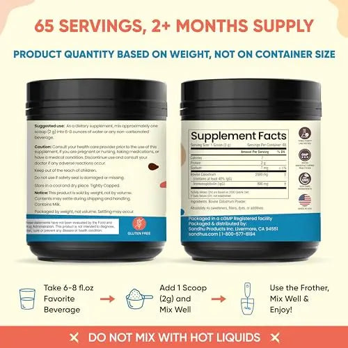 Sandhu's Pure Bovine Colostrum Powder Supplement for Humans |𝟰𝟬% 𝗜𝗴𝗚 Highly Sandhu's Au supplements