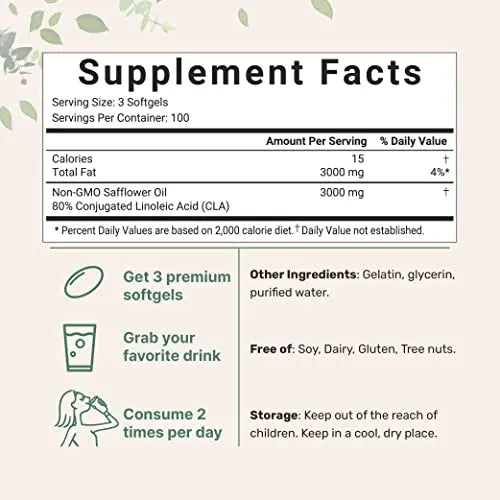 Micro Ingredients CLA Supplements 3000mg Per Serving | 300 Softgels, Made with 80% Micro Ingredients Au supplements