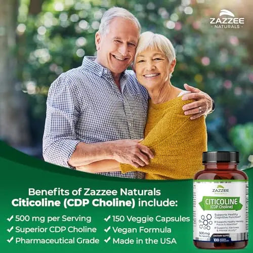 Zazzee Extra Strength Citicoline CDP Choline, 500 mg per Serving, 100 Vegan Capsules Zazzee Au supplements