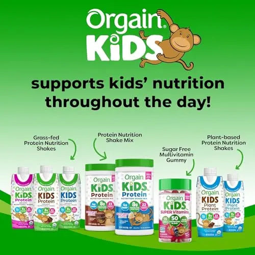 Orgain Organic Kids Nutritional Protein Shake, Strawberry - Kids Snacks with 8g Dairy Orgain Au supplements