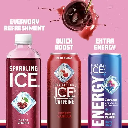 Sparkling Ice, Black Cherry Sparkling Water, Zero Sugar Flavored Water, with Vitamins Sparkling ICE Au supplements