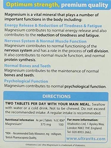 Vitabiotics Ultra Magnesium Tablets, Pack of 60 Vitabiotics Ultra Au supplements