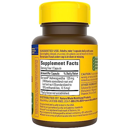 Nature Made Ashwagandha Capsules 125mg for Stress Support, 60 Capsules, 60 Day Supply Nature Made Au supplements