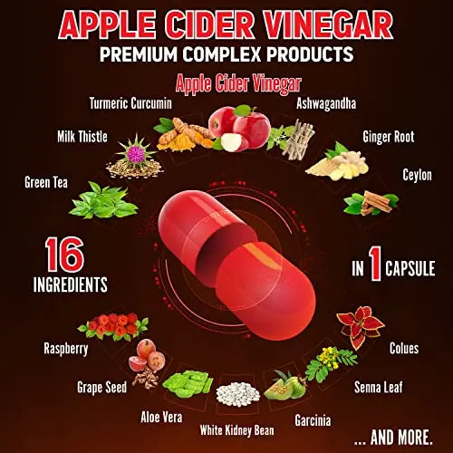 Zolotus 14x Strength Apple Cider Vinegar Capsules, Equivalent to 14500mg, with Turmeric Zolotus Au supplements