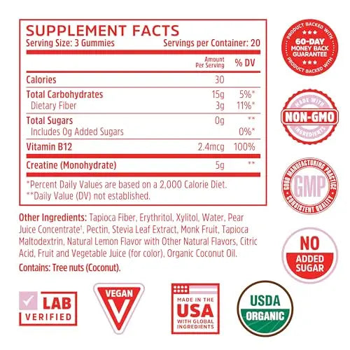 Zhou Nutrition Creatine Monohydrate Chewables 5g for Men & Women, Sugar Free Zhou Nutrition Au supplements