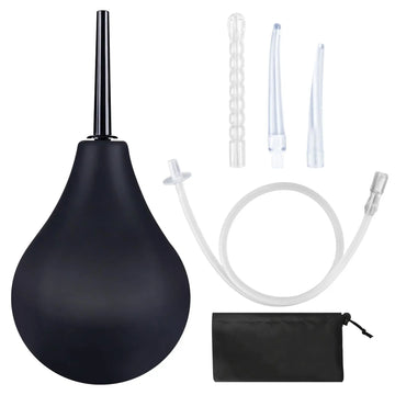 Enema Bulb 7.6oz Douche Enema Kit Includes 4 Nozzles for Women & Men Black with Storage Bag FOOFOO Au supplements