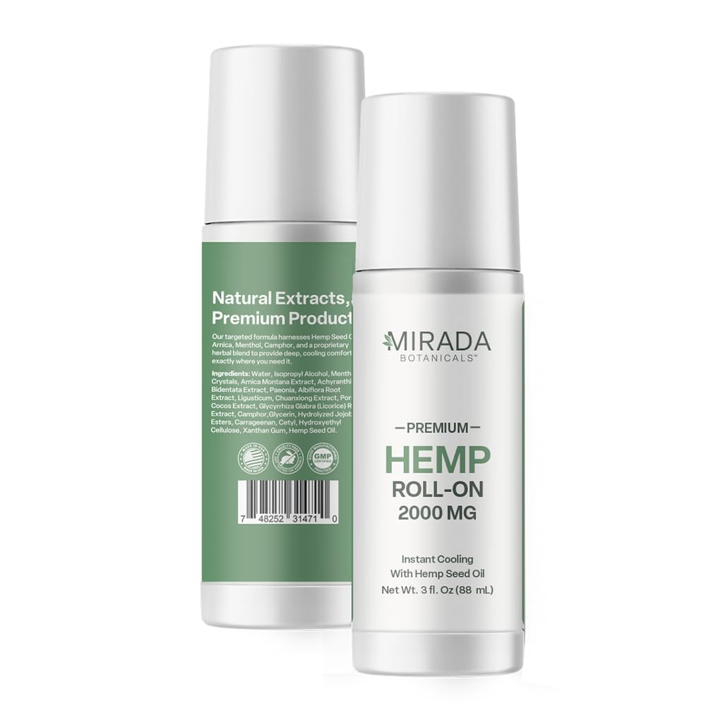 Mirada Botanicals Hemp Cooling Relief Roll-On – 2000mg - Menthol & Arnica – Muscle & Joint Support Mirada Botanicals Au supplements