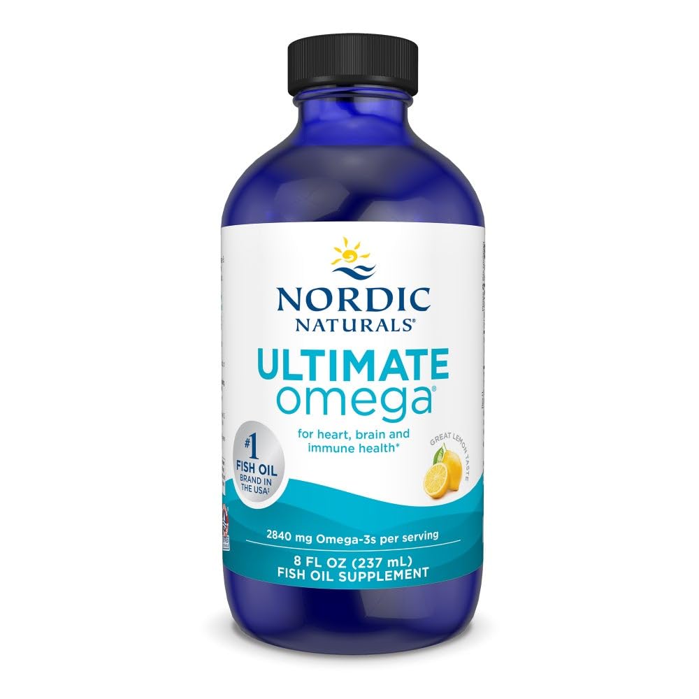 Nordic Naturals Ultimate Omega Liquid, Lemon Flavor - 8 oz - 2840 mg Omega-3 - High-Potency Fish Oil Supplement with EPA & DHA - Promotes Brain & Heart Health - Non-GMO - 48 Servings Nordic Naturals Au supplements