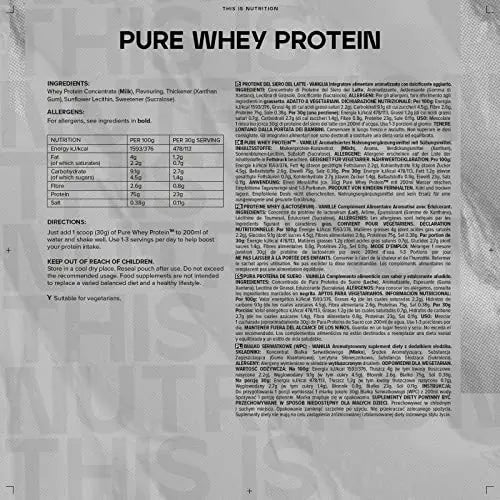 Bulk Pure Whey Protein Powder Shake, Vanilla, 500 g, Packaging May Vary Bulk Au supplements