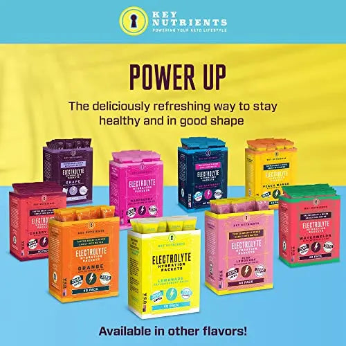 KEY NUTRIENTS Multivitamin Electrolytes Powder Packets - Refreshing Lemonade 40 Pack Hydration Packets - Travel Hydration Powder - No Sugar, No Calories, Gluten Free - Made in USA KEY NUTRIENTS Au supplements