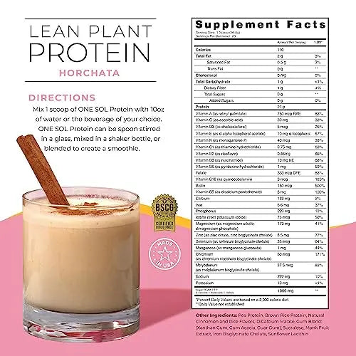 One Sol Lean Plant Protein Powder Horchata, Low Carb, Gluten Free One Sol Au supplements