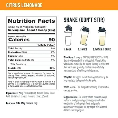 Isopure Protein Powder, Clear Whey Isolate Protein, Post Workout Recovery Drink Mix Isopure Au supplements