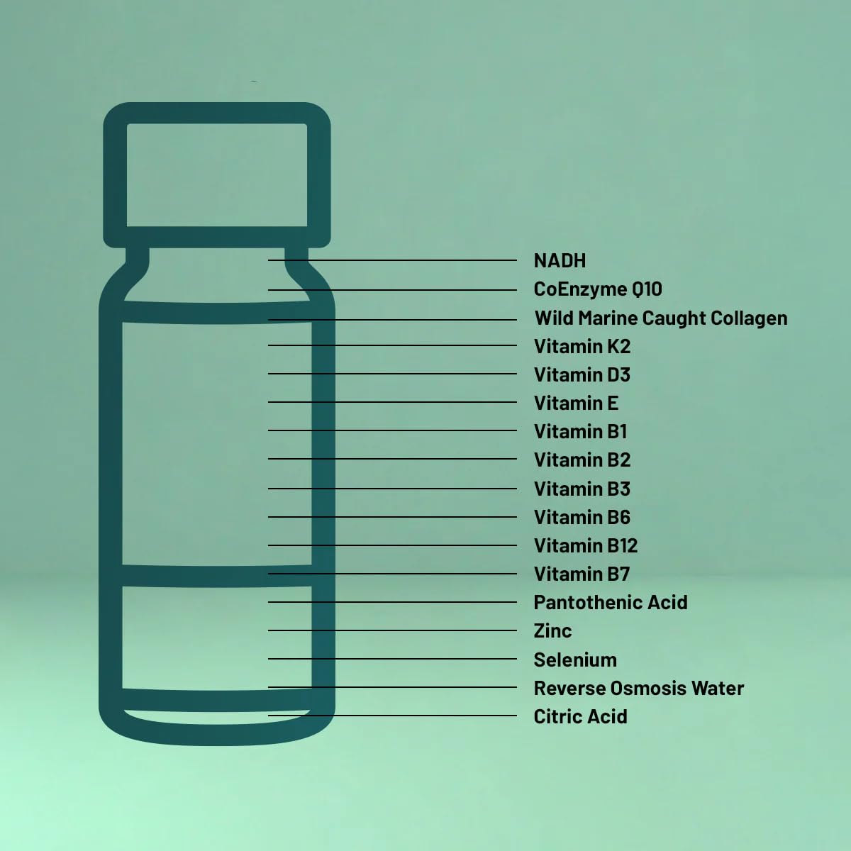 Strong Cell | Cellular Function Booster Liquid | NADH, CoQ10, Collagen. 90+% Absorption Rate. Vitamins B1, B2, B3, B6, B7, and B12. Vitamin K2 | 30 Count. Wellura Au supplements