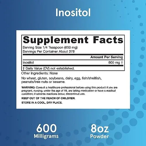 Jarrow Formulas Inositol 600 mg, Dietary Supplement for Cellular Health Support, 8 oz Jarrow Formulas Au supplements