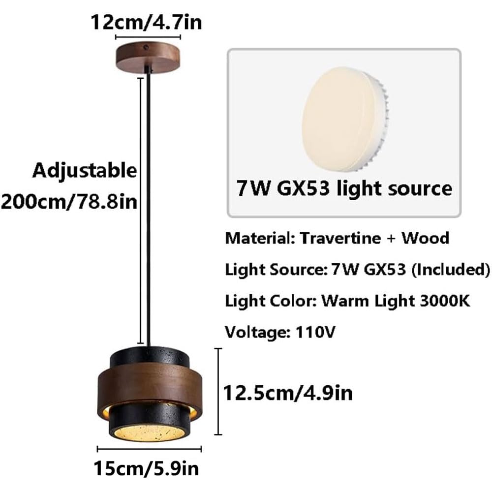 JIANGXMF Nordic Natural Travertine Pendant Light Wabi-sabi Stone Chandelier Retro Industry Hanging Ceiling Lamp for Bedroom Bedside Study Dining Table Lighting (Black) JIANGXMF Au supplements