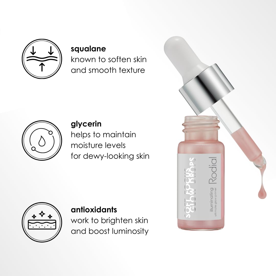 Rodial Soft Focus Glow Booster Drops 0.3 Deluxe fl oz, Illuminating Skin Serum with Glycerin and Antioxidants, Perfectioning and Smoothing Dewy Makeup Base, Weightless Formula Rodial Au supplements