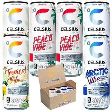 CELSIUS Energy Drink |Functional Essential Energy Drink Peach Vibe, Tropical and Arctic BETRULIGHT Au supplements