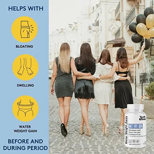 Youth & Tonic Natural Water Pills (90 Count) for Swelling Belly Bloating Youth & Tonic Au supplements