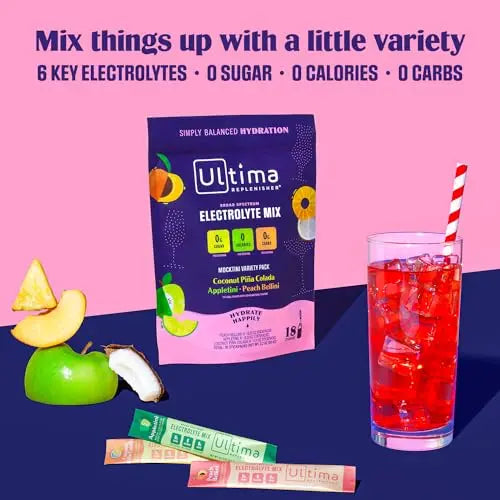 Ultima Replenisher Daily Electrolyte Drink Mix – Mocktini Variety, 18 Stickpacks – Hydration Ultima Replenisher Au supplements