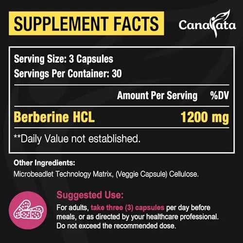 Berberine Supplement 1200mg Berberine HCL - High Bioavailability Microbeadlet Complex Canarata Au supplements