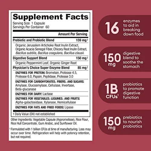 Physician's CHOICE Digestive Enzymes - Multi Enzymes, Organic Prebiotics & Probiotics Physician's CHOICE Au supplements