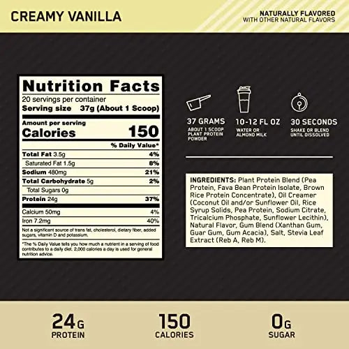 Optimum Nutrition Gold Standard 100% Plant Based Protein Powder, Gluten Free, Vegan Optimum Nutrition Au supplements