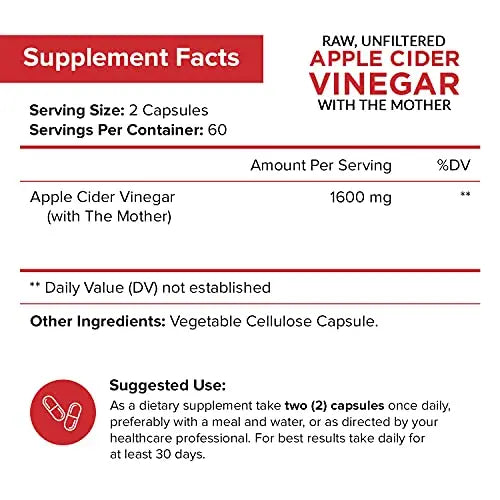 Apple Cider Vinegar Capsules with The Mother - 120 Vegan ACV Pills NutriFlair Au supplements
