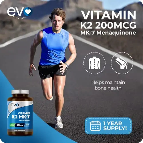 EVO NUTRITION Vitamin K2 MK-7 200mcg | 365 Vegetarian and Vegan Tablets EVO NUTRITION Au supplements