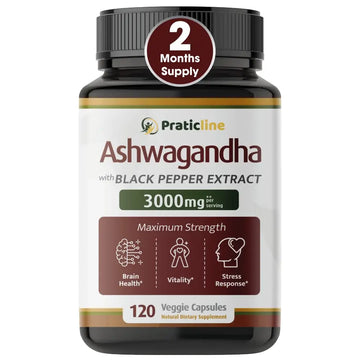 PRATIC LINE Ashwagandha Capsules 3,000 mg - 120 Vegan Cap Made with Organic PRATIC LINE Au supplements