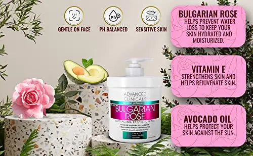 Advanced Clinicals Bulgarian Rose Anti Aging Vitamin E Moisturizer Body Lotion & Face Advanced Clinicals Au supplements