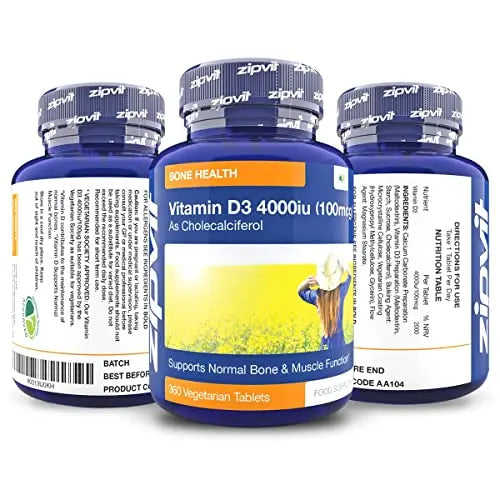 Vitamin D 4000iu 360 Micro Tablets. Vegetarian Society Approved. 12 Months Supply Zipvit Au supplements