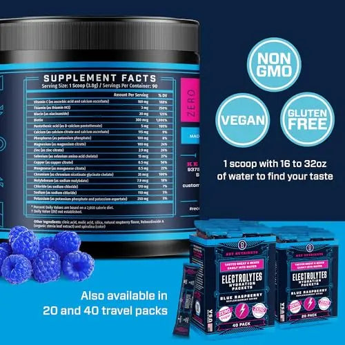KEY NUTRIENTS Multivitamin Electrolytes Powder No Sugar - Tempting Blue Raspberry KEY NUTRIENTS Au supplements