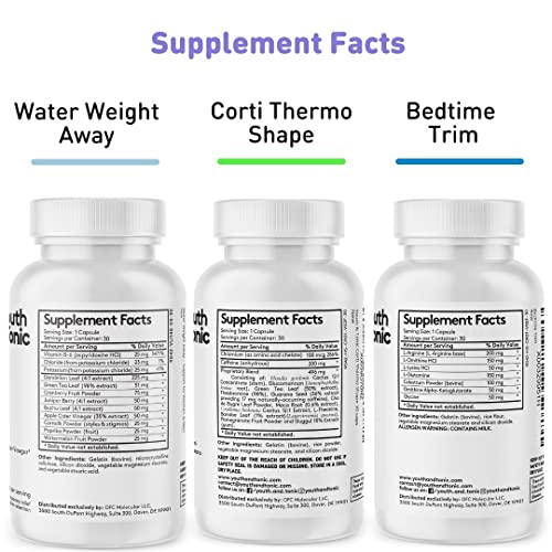 Youth & Tonic Shred Sculpt Lean 3 x Diet Pills w Water Weight Away & Cortithermo Shape Youth & Tonic Au supplements