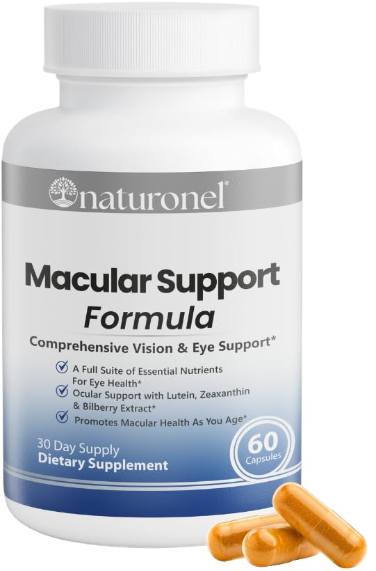 Naturonel Macular Support Formula – Vision & Eye Health with Lutein, Zeaxanthin, Bilberry, Eyebright & Antioxidants | Non-GMO, Made in USA, GMP Certified – 60 Capsules, 30 Day Supply (1) Naturonel Au supplements